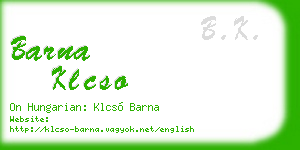 barna klcso business card